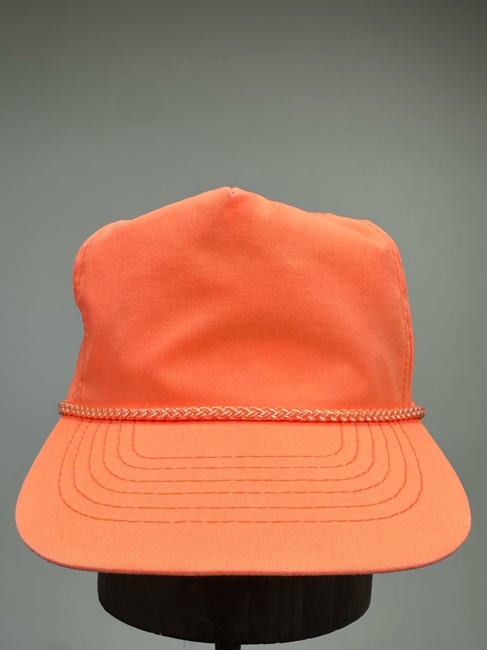 Vintage Deadstock OTTO Sun Faded Orange 5 Panel Braided Rope Hat
